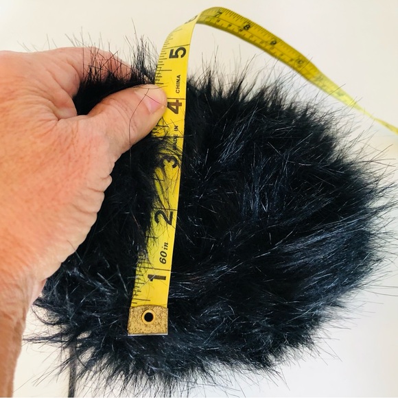 Black Faux Fur Shoulder Crossbody Bag & Warm Winter Muff with Detachable Strap - Picture 10 of 12
